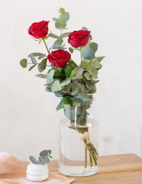 3 rose rosse lunghe extra